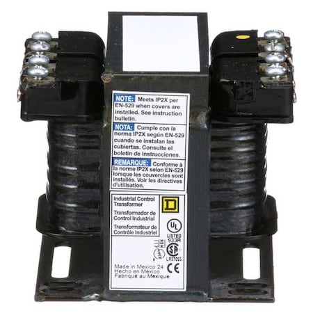 Square D Control Transformer, 50 VA, Not Rated, 120V AC, 208/240/480V AC 9070T50D20