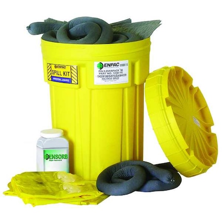 Enpac Spill Kit, 28 gal Volume Absorbed per Kit, 30 gal Capacity, Drum, Yellow, 58 13-30-U-PI