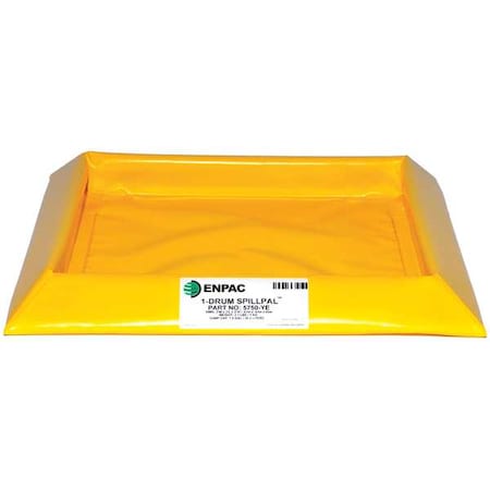 ENPAC Drum Spill Containment Pallet, 7 gal Spill Capacity, 1 Drum, 2 lbs., PVC Fabric 5750-YE