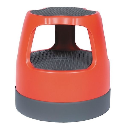 Cramer Round Office Stool, 2 Steps, 300 lb Load Capacity, 15 in Overall Height, Plastic, Red 50011PK-43