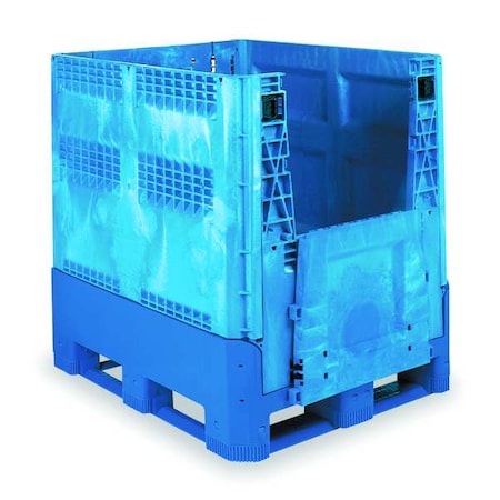 Buckhorn Collapsible Bulk Container 41.7 cu ft Volume Cap., 48 in L, 40 in W, 46 in H, Plastic, Blue BG4840460263000