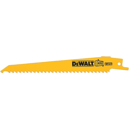 Dewalt 6" 6 TPI Taper Back Bi-Metal Reciprocating Blade for General Purpose Wood Cutting (2 pack) DW4802-2