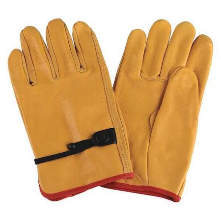 Condor Leather Drivers Gloves, Cowhide, Cinch, Keystone Thumb, Gunn Cut, Yellow, L 1 PR 4TJX8