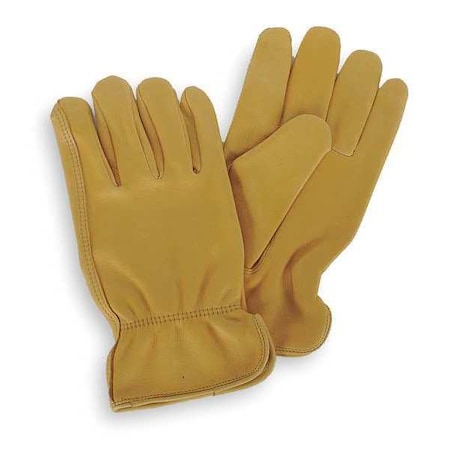 Condor Leather Drivers Gloves, Deerskin, Shirred Slip-On, Keystone Thumb, Gunn Cut, Yellow, L 1 PR 4TJV5