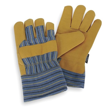 Condor Cold Protection Gloves, Grain Pigskin Leather Palm, Thinsulate Lining, Gold Yellow/Blue Stripes 4TJY5