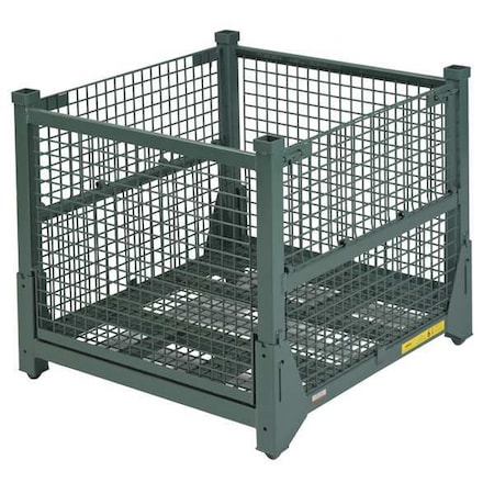 Steel King Collapsible Bulk Container 18.4 cu ft Volume Cap., 45 in L, 48 in W, 42 in H, Steel, Green HF4WM454842VG