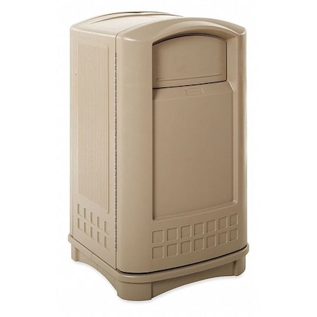Rubbermaid Commercial Plaza 50 gal Square Outdoor Can, Beige, None, Plastic, 25 1/4 in FG396400BEIG