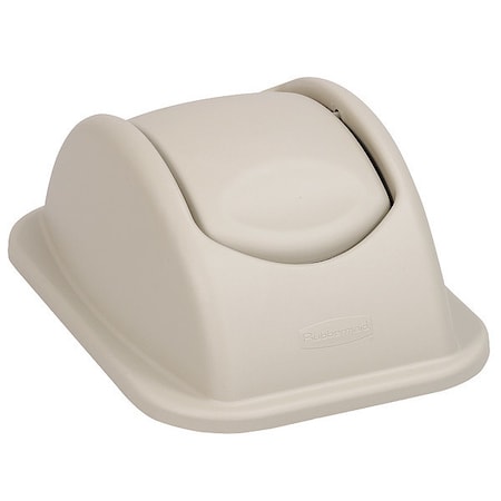 Rubbermaid Commercial Untouchable(R) 7 gal Wastebasket Lid, Swing Beige, Resin, 1 Openings 11 in W/Dia FG306600BEIG
