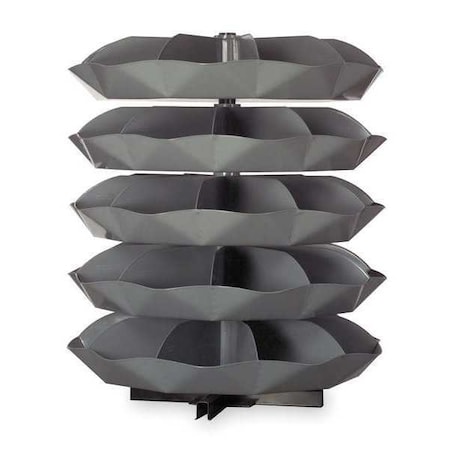 Durham Mfg Scoop-Bottom Revolving Open Bin Storage Unit, 58 in Dia x 66-5/16 in H, 50 Compartments, Gray, Steel 1605-95