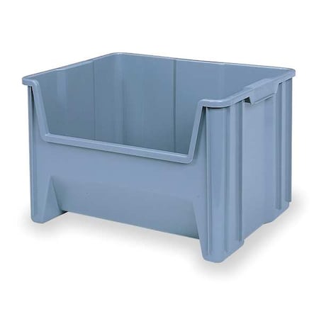Akro-Mils Hang & Stack Storage Bin, Plastic, Gray, 12 1/2 in H, 19 7/8 in W, 15 1/4 in L 13017GREY