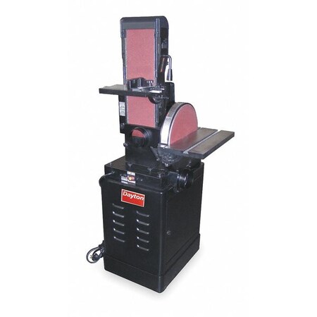 Dayton Belt/Disc Sander w/Stand, 1-1/2, 12 Disc Dia, 2000 RPM Disc Speed, Corded, 120 V 4TJ97