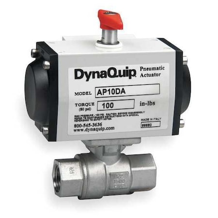 DYNAQUIP CONTROLS 2" FNPT Stainless Steel Pneumatic Ball Valve Inline P2S28AJDA075A