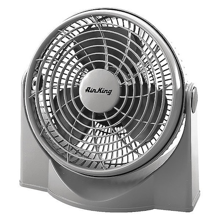 AIR KING 9" Table & Floor Fan, Non-Oscillating, 3 Speeds, 120VAC, Gray, Carrying Handle, Rotating Fan Head 9530