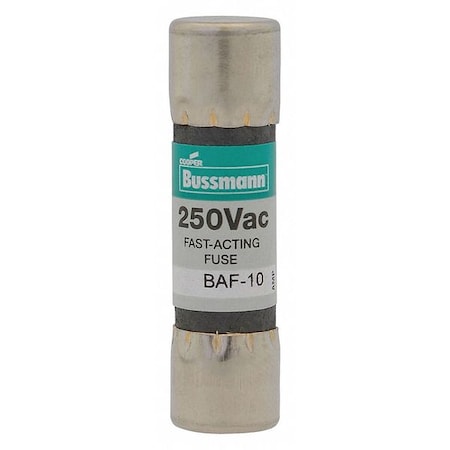 EATON BUSSMANN Midget Fuse, BAF Series, Fast-Acting, 1A, 250V AC, Non-Indicating, 10kA at 125V AC, 35A at 250V AC BAF-1