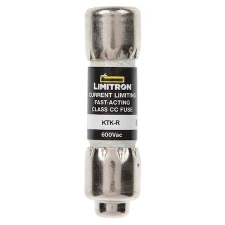 EATON BUSSMANN UL Class Fuse, CC Class, KTK-R Series, Fast-Acting, 0.5A, 600V AC, Non-Indicating KTK-R-1/2