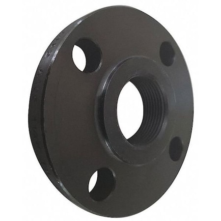 ZORO SELECT 1-1/2" Black Steel Threaded Flange FLCS1RFTHD112