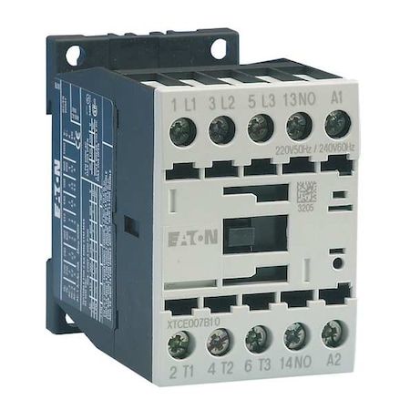 EATON IEC Magnetic Contactor, 3 Poles, 24 V DC, 12 A, Reversing: No XTCE012B10TD