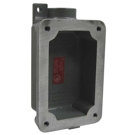 Hubbell Killark Electrical Box, 15 cu. in, Device Box Type, 1 Gang, Aluminum, Rectangular Shape FXB-2