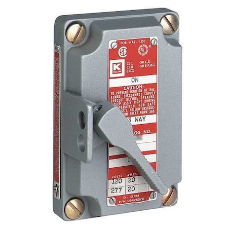 Hubbell Killark Switch Assembly Front Cover, XS Series, 1 at 120V, 2 at 240V, 1 Pole XS-1C