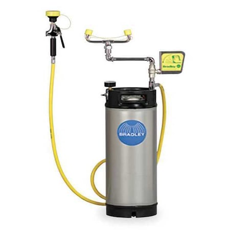 Bradley Pressurized Portable Eyewash, Pressurized, 5 gal Tank Capacity, Portable, 26 in H., 9 in W S19-672