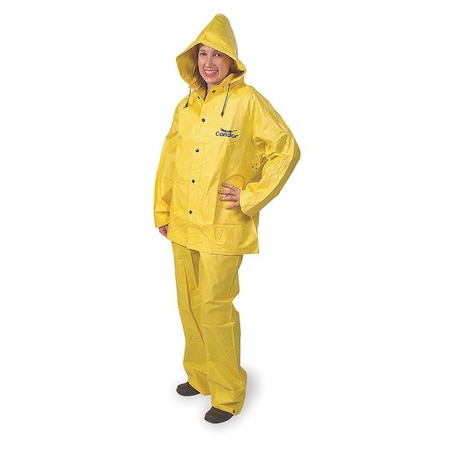 CONDOR 3 Piece Rainsuit w/Detach Hood, Yellow, 2XL 5T209