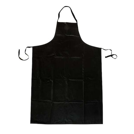 CONDOR Chemical Resistant Bib Apron, SBR Rubber, 16 mil Thick, 45 in L, Black, Universal Size 4T299