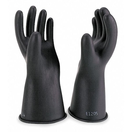 SALISBURY Electrical Rubber Gloves, Class 0, Type I, 11 in, Black, Size 10, 1 Pair E011B/10