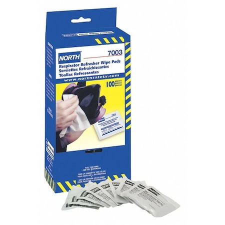 North Respirator Refresher Wipe Pads Wit, PK100 7003