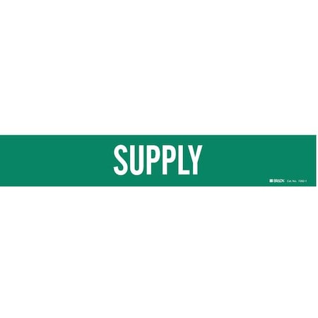 Brady Pipe Marker, Supply, Grn, 2-1/2 to 7-7/8 In 7282-1