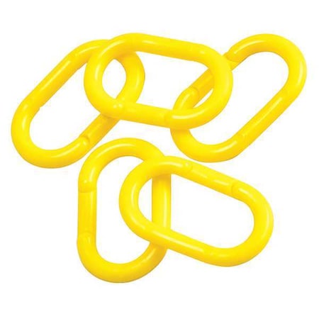 Zoro Select Chain Link for Plastic Chain Barrier, Polyethylene, Yellow 36 PK 78246