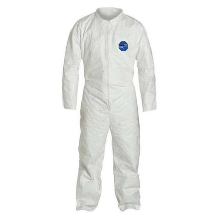 DUPONT Collared Disposable Coveralls, White, Tyvek(R) 400, Zipper TY120SWH2X0025VP