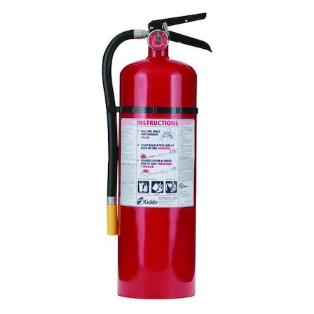 KIDDE Fire Extinguisher, Class ABC, UL Rating 4A:60B:C, Rechargeable, 10 lb capacity, 20 ft Range PRO10MP