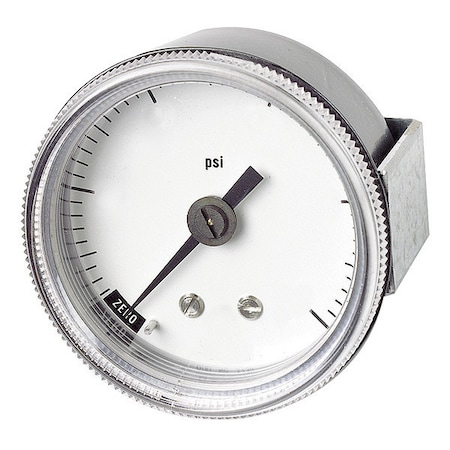 Zoro Select Panel-Mount Pressure Gauge, 0 to 600 psi, 2 in Dial, 1/8 in NPT, Center Back Location 4UA44