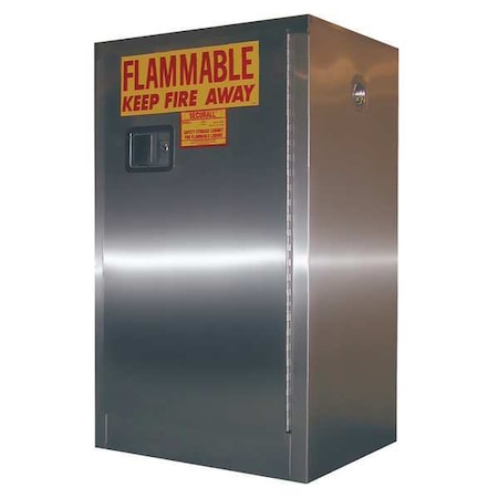 Securall Hazardous Material Storage Cabinet, 12 gal, 1 Shelves, Stainless Steel, 24 in W x 35 in H x 18 in D a105-ss