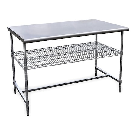 Zoro Select Fixed Work Table, SS, 60" W, 30" D 4UEN1