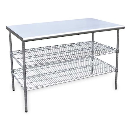 Zoro Select Fixed Work Table, SS, 48" W, 30" D 4UEL7