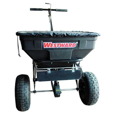Westward 125 lbs Cap Broadcast Spreader For Ice Melt, Fertilizer& Grass Seed, 12 ft Spread, Fixed T Handle 4UHD1