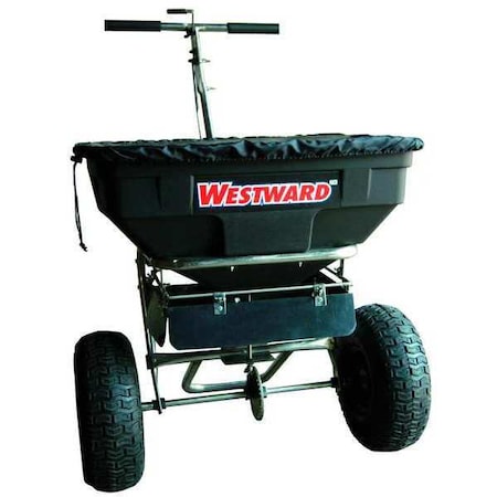 Westward 125 lbs Cap Broadcast Spreader For Rock Salt/Fertilizer/Grass Seed/Ice Melt, 10-12 ft Spread, T Hndl 4UHD2