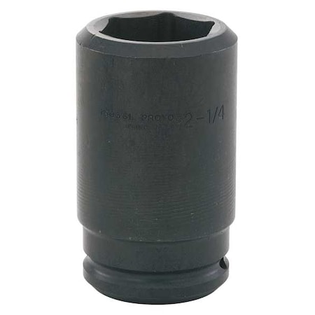 Proto 1-1/2" Drive, 4-3/8" Size, SAE Impact Socket, Deep Socket, 6-Point, Black Oxide J15070L