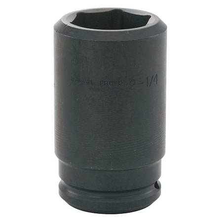 Proto 1-1/2" Drive, 2-11/16" Size, SAE Impact Socket, Deep Socket, 6 Pts, Black Oxide J15043L