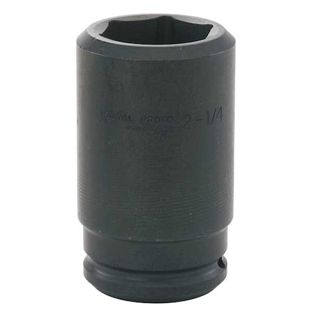 Proto 1-1/2" Drive, 3-11/16" Size, SAE Impact Socket, Deep Socket, 6 Pts, Black Oxide J15059L