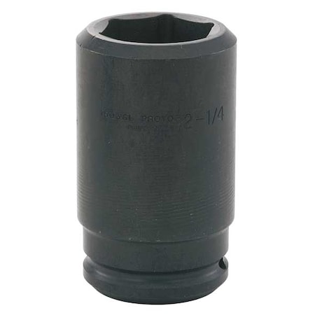 Proto 1-1/2" Drive, 3-15/16" Size, SAE Impact Socket, Deep Socket, 6-Point, Black Oxide J15063L