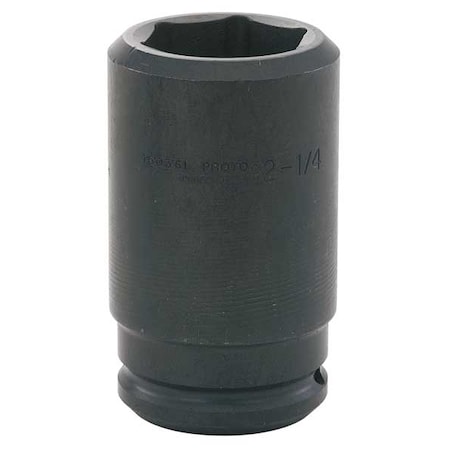 Proto 1-1/2" Drive, 4-1/16" Size, SAE Impact Socket, Deep Socket, 6-Point, Black Oxide J15065L