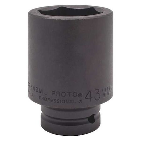 Proto 3/4 " Drive Impact Socket Deep Socket, black oxide, 43 mm J07543ML