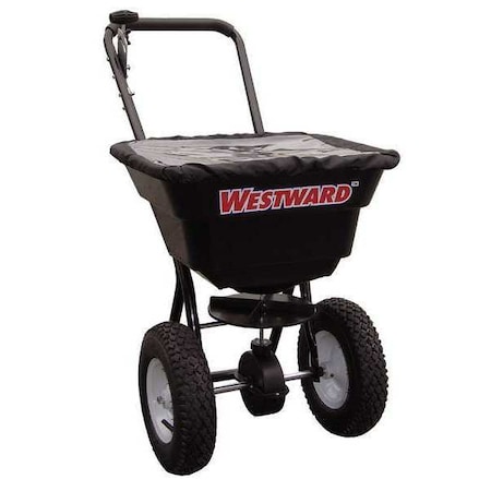 Westward 80 lbs Cap Broadcast Spreader For Ice Melt, Fertilizer & Grass Seed, 12 ft Spread, Loop Handle 4UHC9