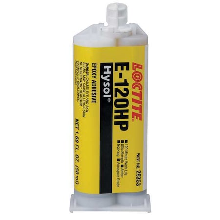 Loctite Epoxy Adhesive, E120-HP Series, Amber, Dual-Cartridge, 2:01 Mix Ratio, 3 hr Functional Cure 237128