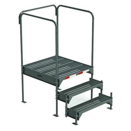 Ega Custom Work Platform, 3 Steps, Modular, 35"W x 39"L Platform, Adjustable to 24"-27"H, Style 2 CW2-27-3-3