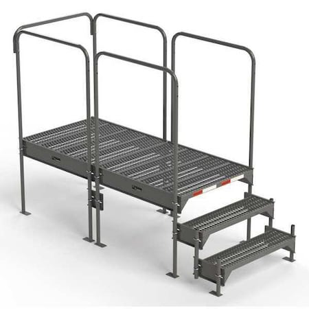 Ega Custom Work Platform, 3 Steps, Modular, 35"W x 77"L Platform, Adjustable to 24"-27"H, Style 2 CW2-27-3-6