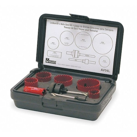 Morse Bi-Metal Hole Saw Locksmith Kit, 8 pcs. AV04L