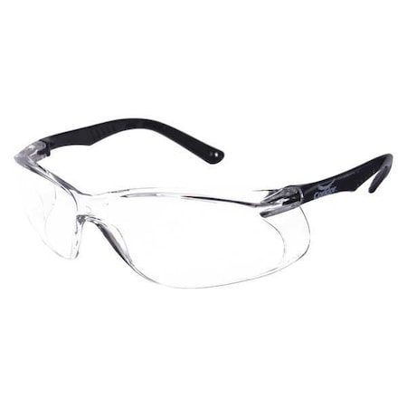 Condor Safety Glasses, Anti-Scratch, Frameless, Wraparound, Soft End Tip, Black Arm, Clear Lens 4VCK2